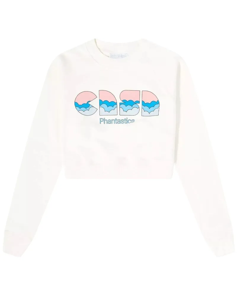 Casablanca Paris Casa Clouds Siebdruck-sweatshirt, Kurz Geschnitten, Weiß Weiß