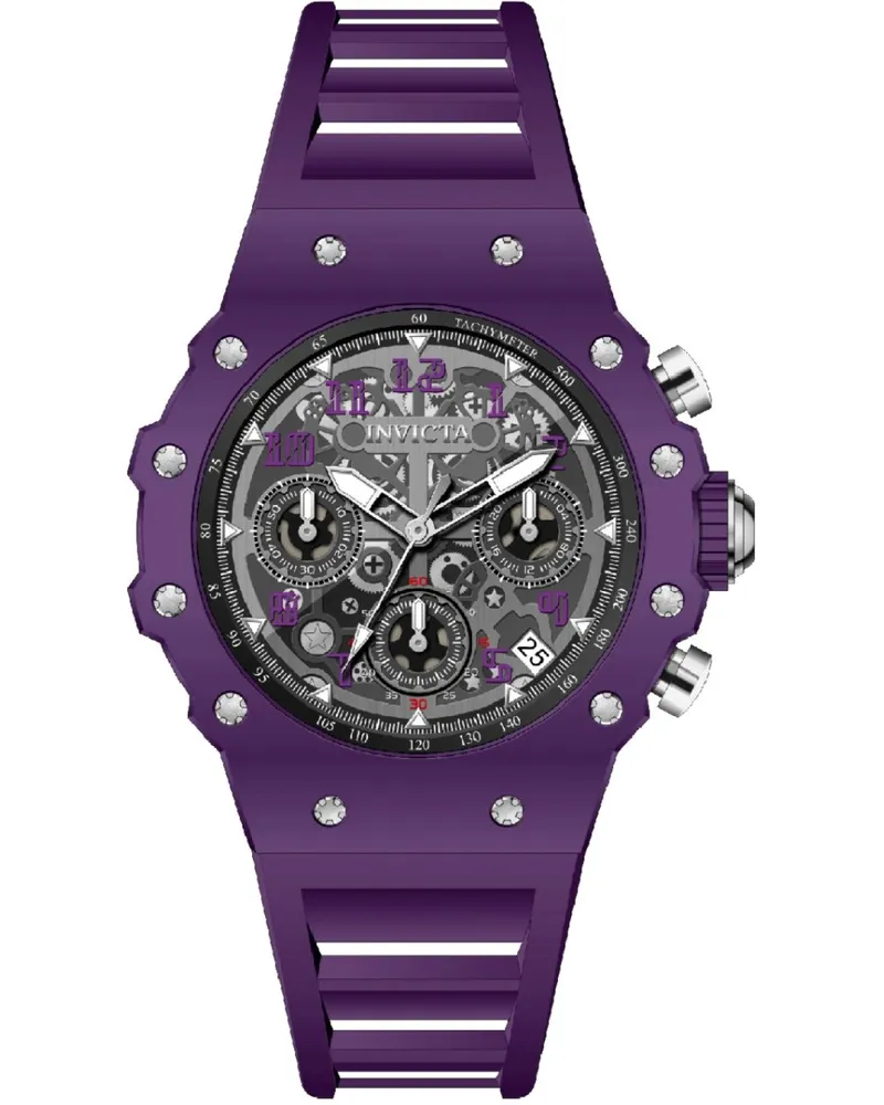 Invicta Racing 69625 Herrenuhr mit Quarzwerk, Acrylgehäuse, silbernem Zifferblatt, 40 mm - Lila Lila