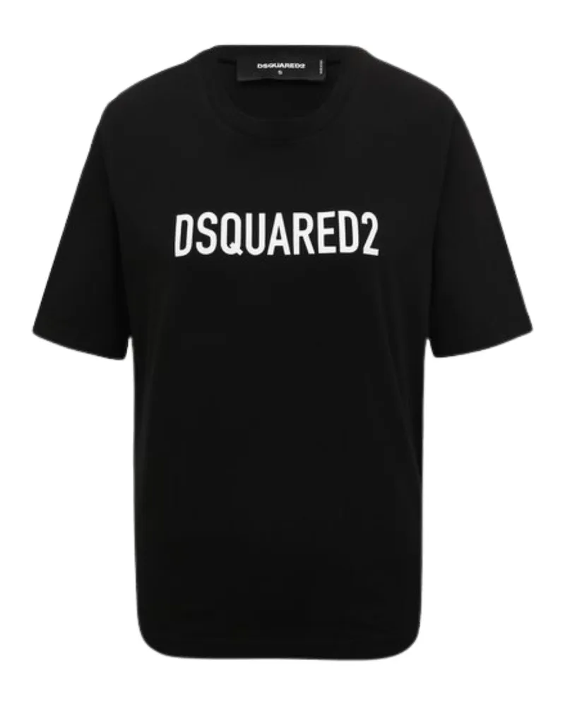 Dsquared2 Schwarzes T-shirt Mit Auffälligem Logo-print Schwarz