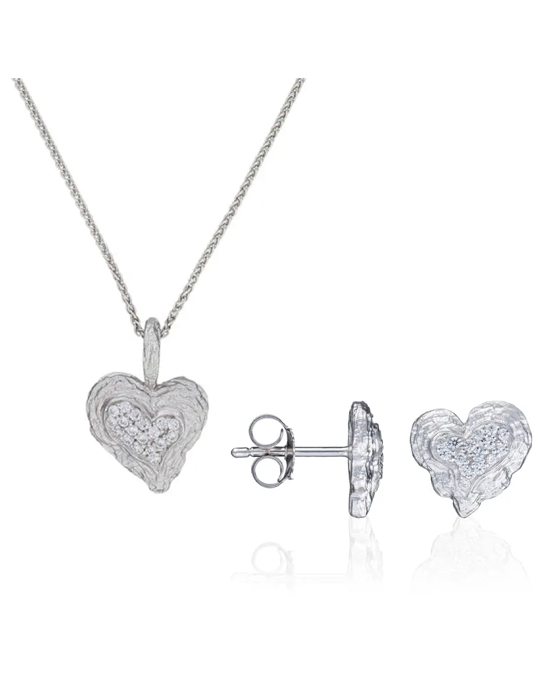 Orphelia Hazel' Damen 925 Sterling Silber Set: Kettenanhänger + Ohrringe - Silber SET-7082 Silber