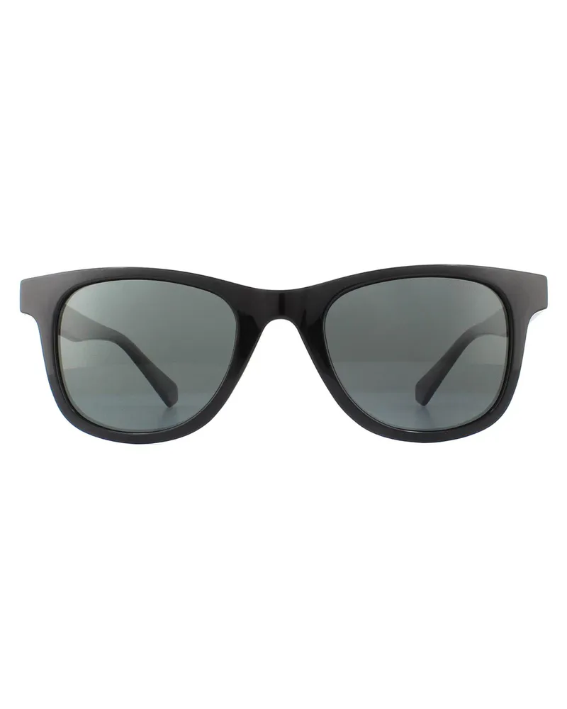 Polaroid Rectangle Mens Schwarz Grau Polarisierte Sonnenbrille Schwarz