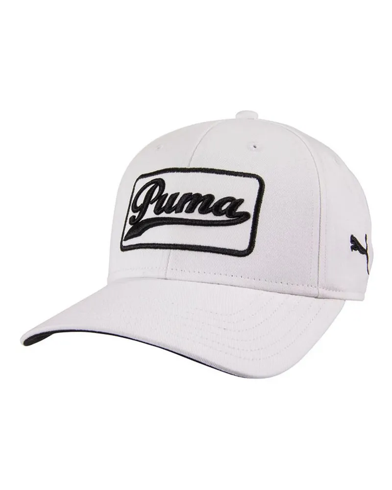Puma Graphic Logo White Verstellbare Herren -Greenkeeper -Kappe 908356 05 Weiß