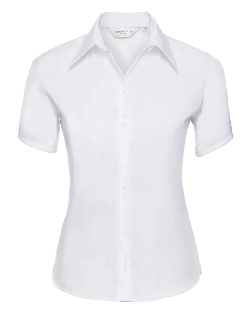 Russell Athletic Russell Collection - Bügelfreie kurzärmelige Bluse - Damen (Weiß Weiß