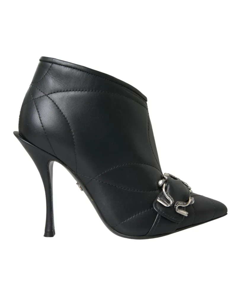 Dolce & Gabbana Gepolsterte Leder-Stiefeletten Stil DG Schnalle Schwarz