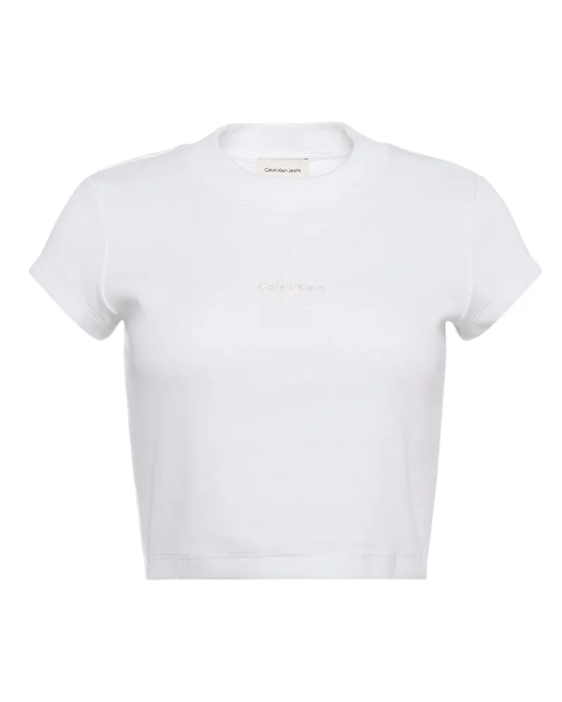 Calvin Klein Kurzes Top für Damen, gerippt (Weiß Weiß