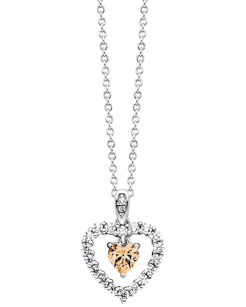 Julie Julsen Anhänger mit Kette aus 925er Silber, rhodiniert, Herz mit Zirkonia - Silber Silber
