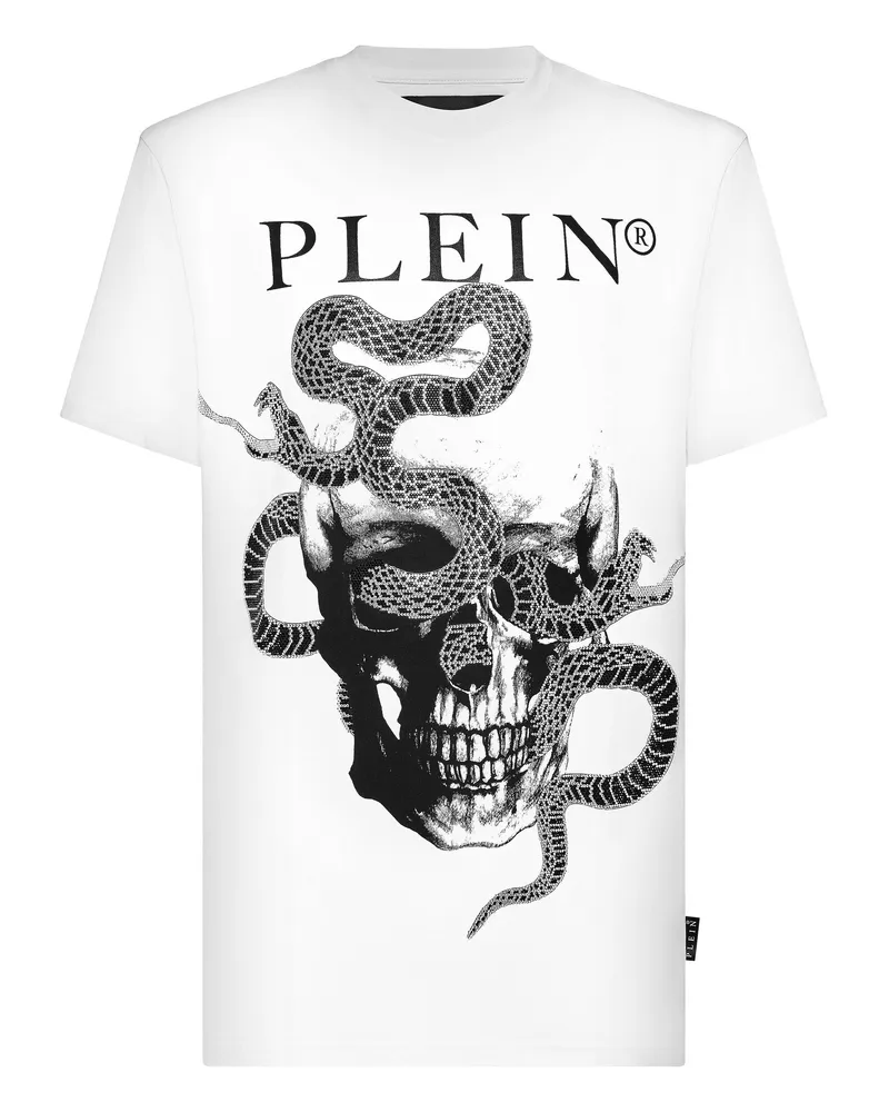 Philipp Plein T‑Shirt mit Rundhals und Snake-Motiv - Weiß Weiß
