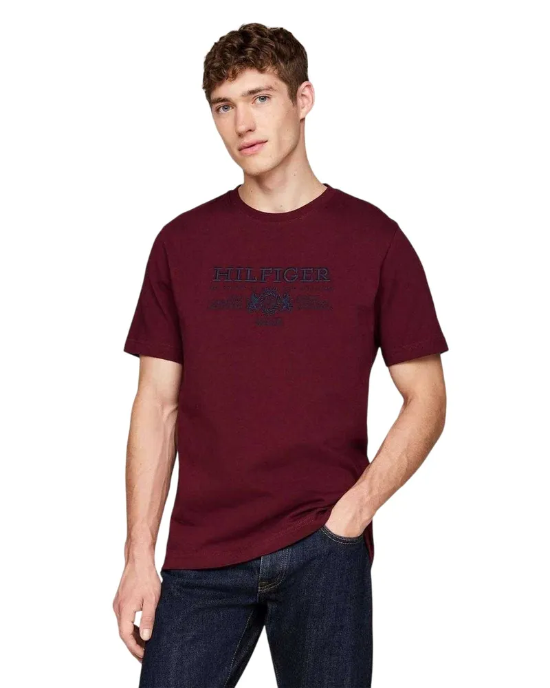 Tommy Hilfiger T-Shirt für Herren, Baumwolle (Weinrot Rotbraun