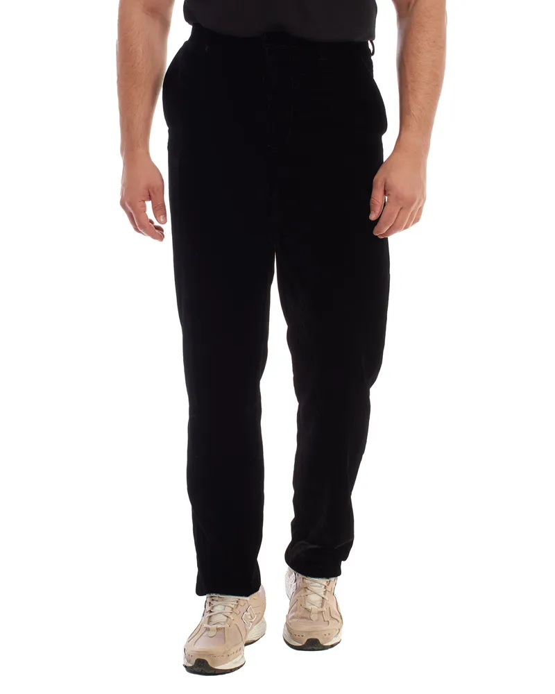Emporio Armani Herren-Anzughose aus Samt mit hoher Taille B1P440 Schwarz