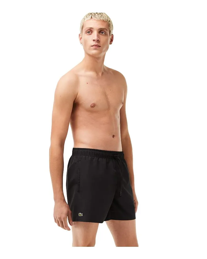 Lacoste Herren-Badehose mit klassischem Krokodil-Logo Schwarz