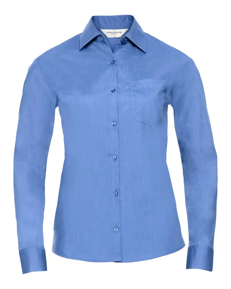 Russell Athletic Russell Collection - Formelles Hemd Pflegeleicht für Damen Langärmlig (Business-Blau Blau