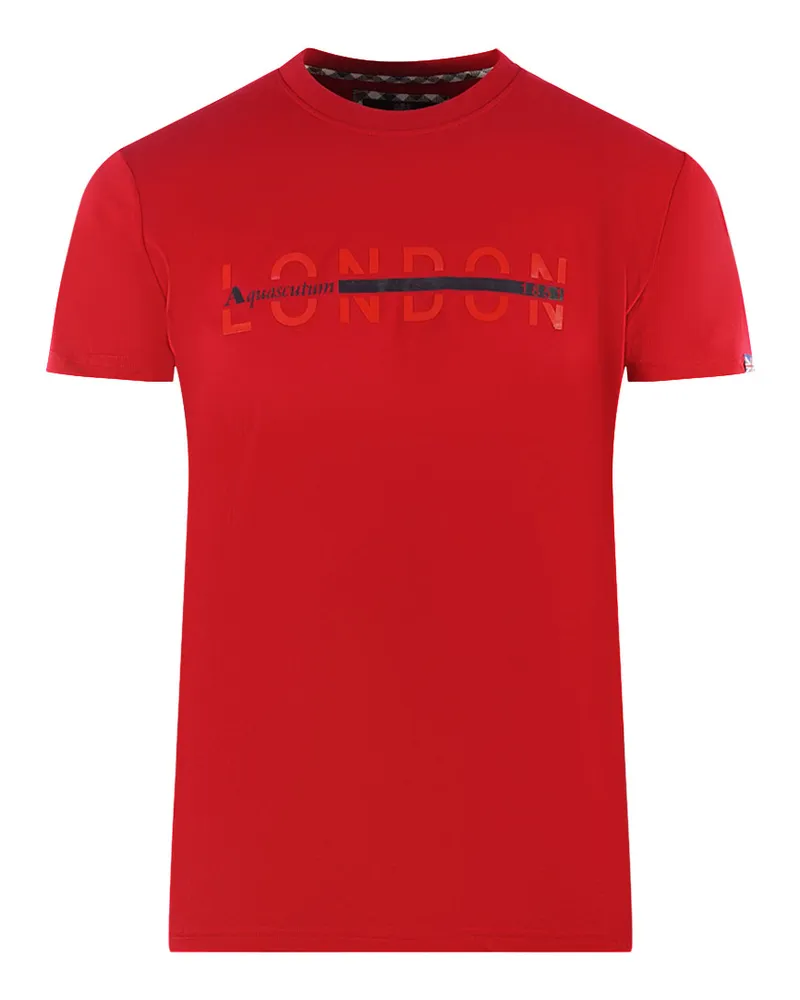 Aquascutum London 1851 geteiltes Logo Rotes T-Shirt Rot