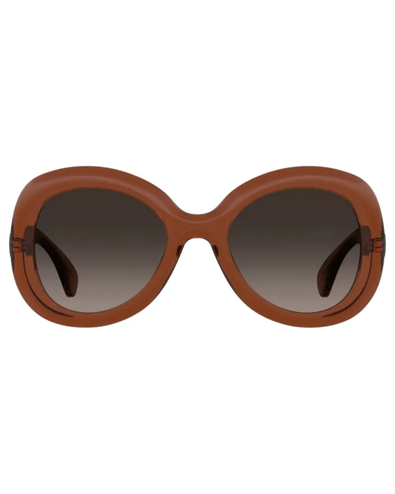 Moschino Braune, abgerundete Sonnenbrille mit SF-Gläsern in Braun Braun