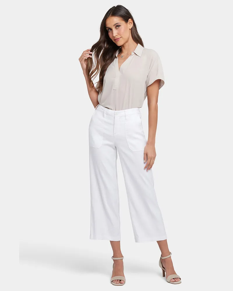 NYDJ not your daughter's Jeans  Weite Cargo-Caprihose aus Stretch-Leinen - Weiß Weiß