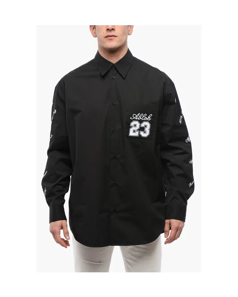 OFF-WHITE Besticktes Baumwollhemd 23 in Schwarz Schwarz