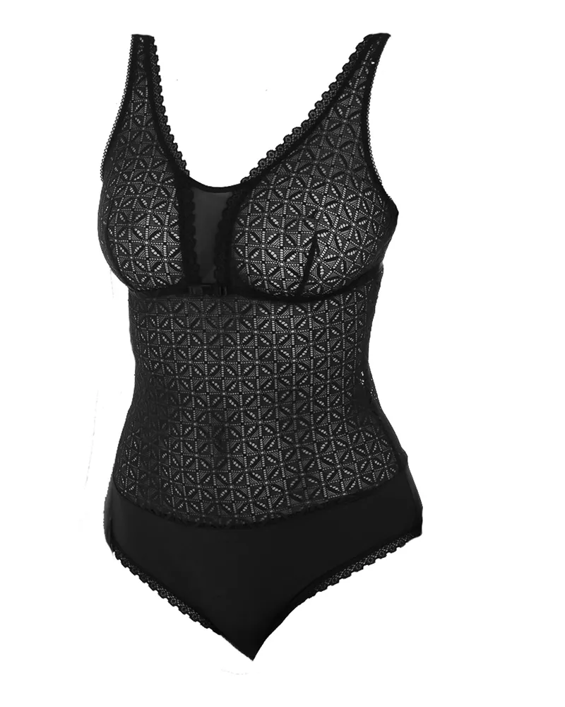 DIM Daily Glam Trendy Spitzen-Body mit Trägern D07M7 Frau Schwarz