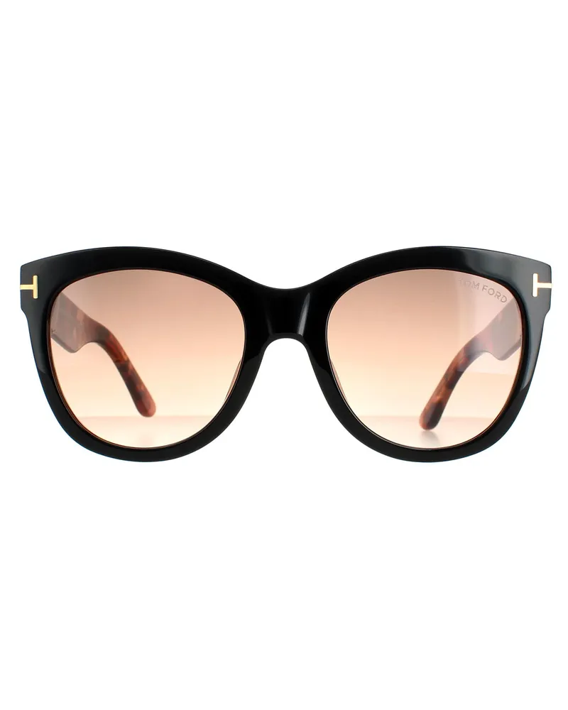 Tom Ford Cat Eye Damen Schwarz Havanna Braun Farbverlauf Wallace FT0870 Schwarz