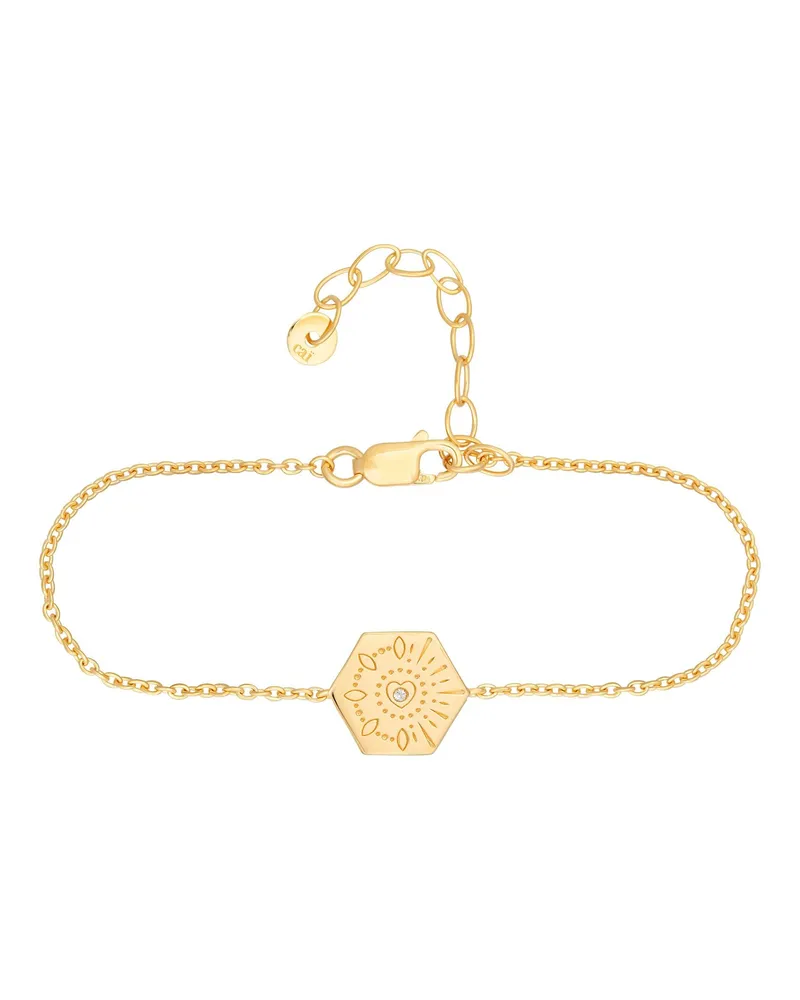 cai Armband 925 Sterling Silber Topas Tattoo Motiv Hexagon Gold