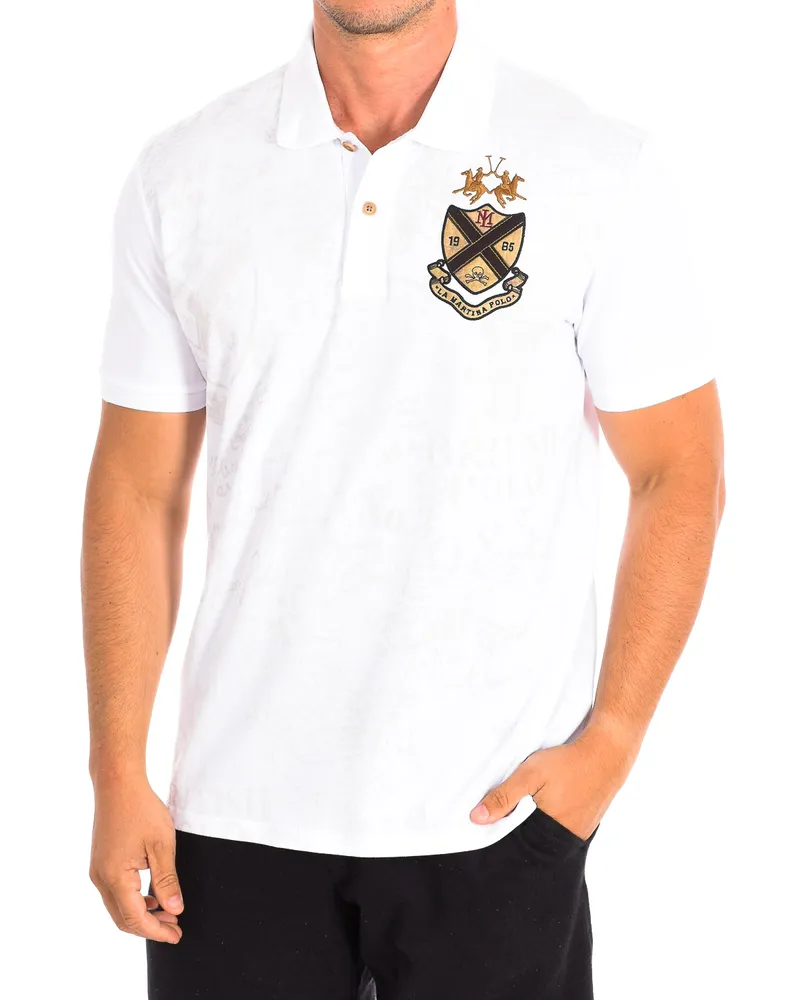 La Martina Kurzärmeliges Polo TMPE30-PK097 Mann Weiß