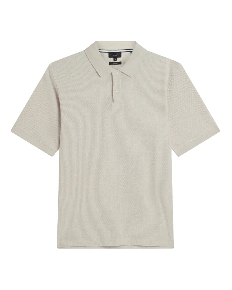 Ted Baker Redman Regular strukturiertes Polohemd mit Knopfleiste - Weiß Weiß