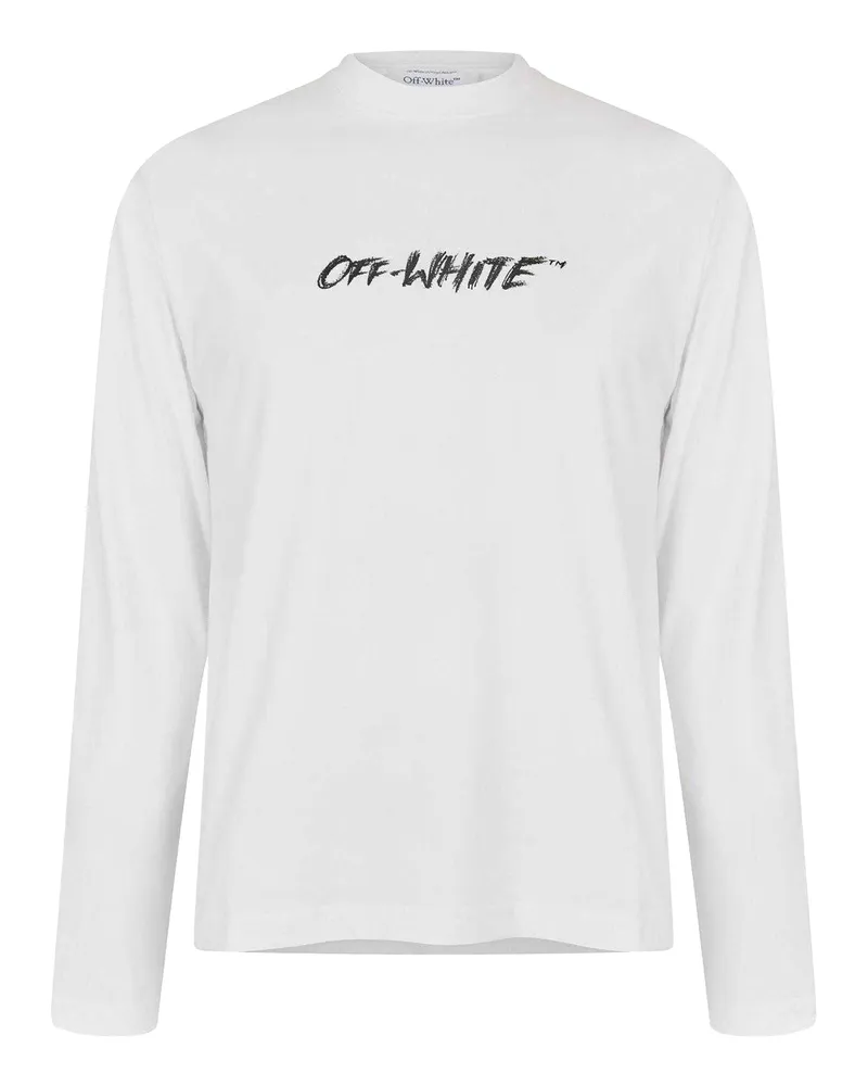 OFF-WHITE Off White - T-Shirt für Herren, Leicht, Langärmlig (Weiß Weiß