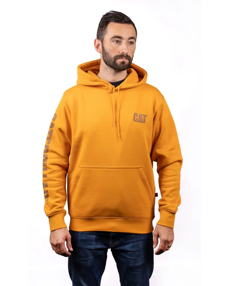 Caterpillar Footwear Markenbanner Baumwoll Herren Gelbes Kapuzenpullover Gelb