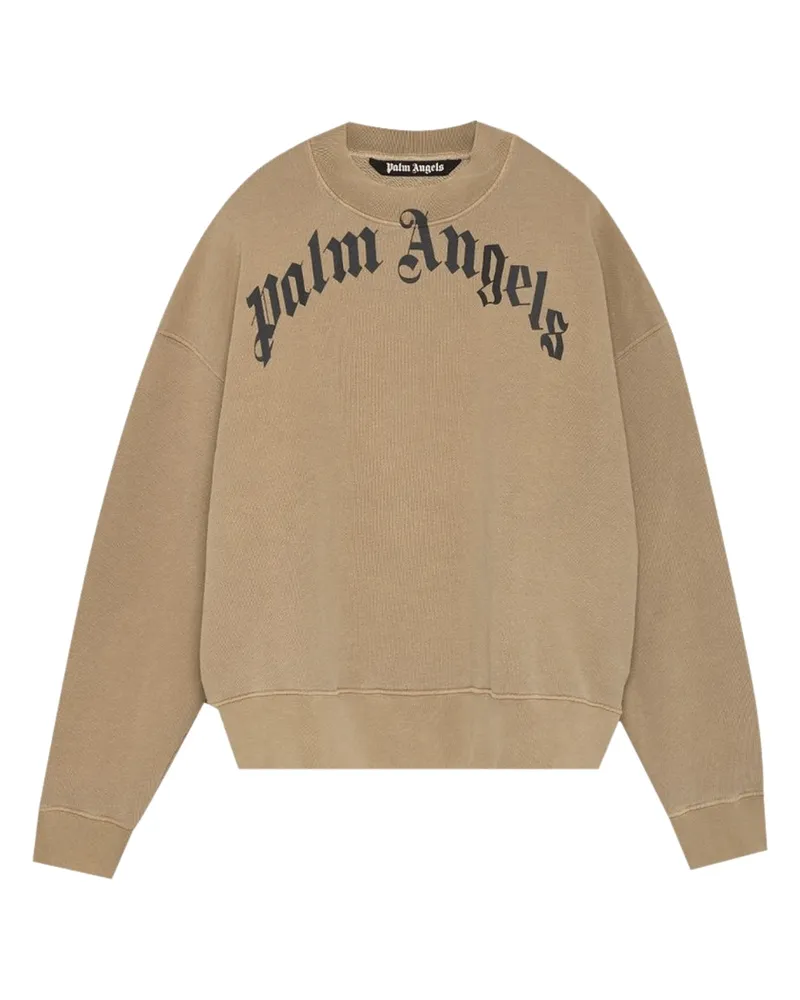 Palm Angels GD-Sweatshirt mit gebogenem Logo in Beige Beige
