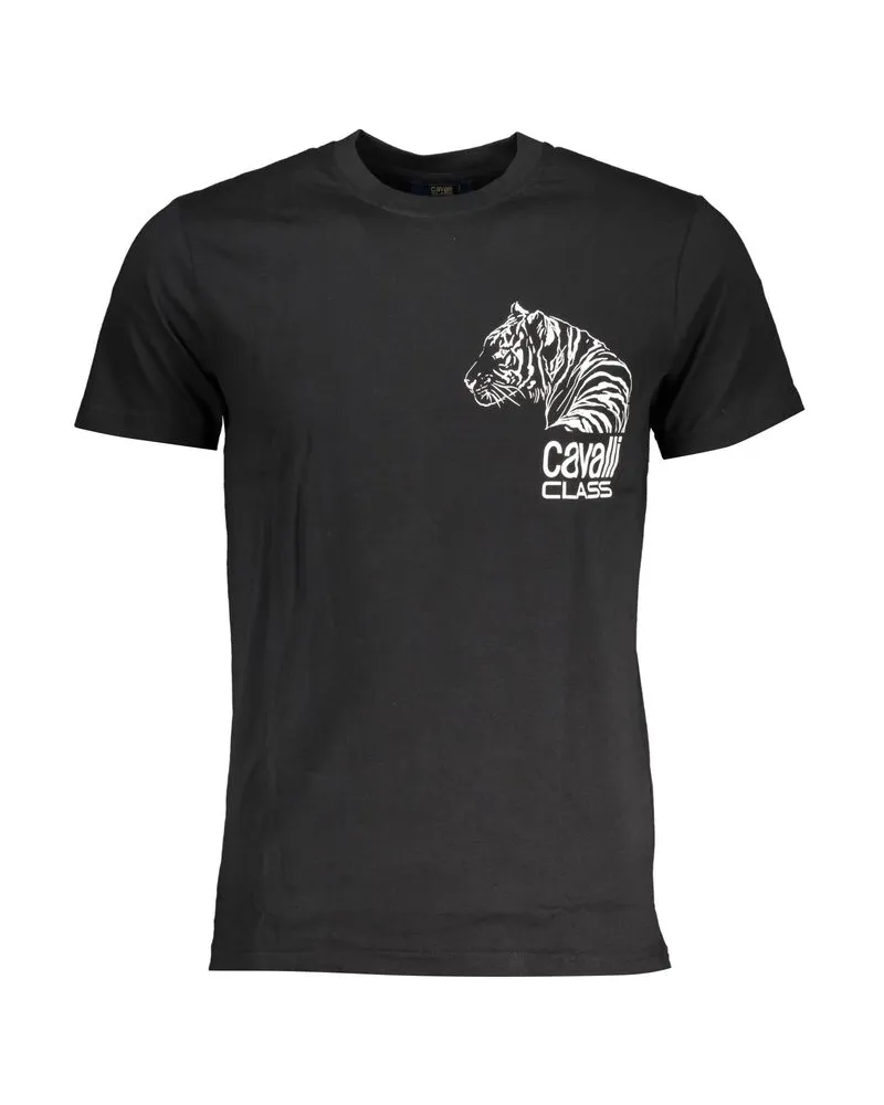 Roberto Cavalli Kurzarm‑T-Shirt mit Tigerkopf und Rundhalsausschnitt - Schwarz Schwarz