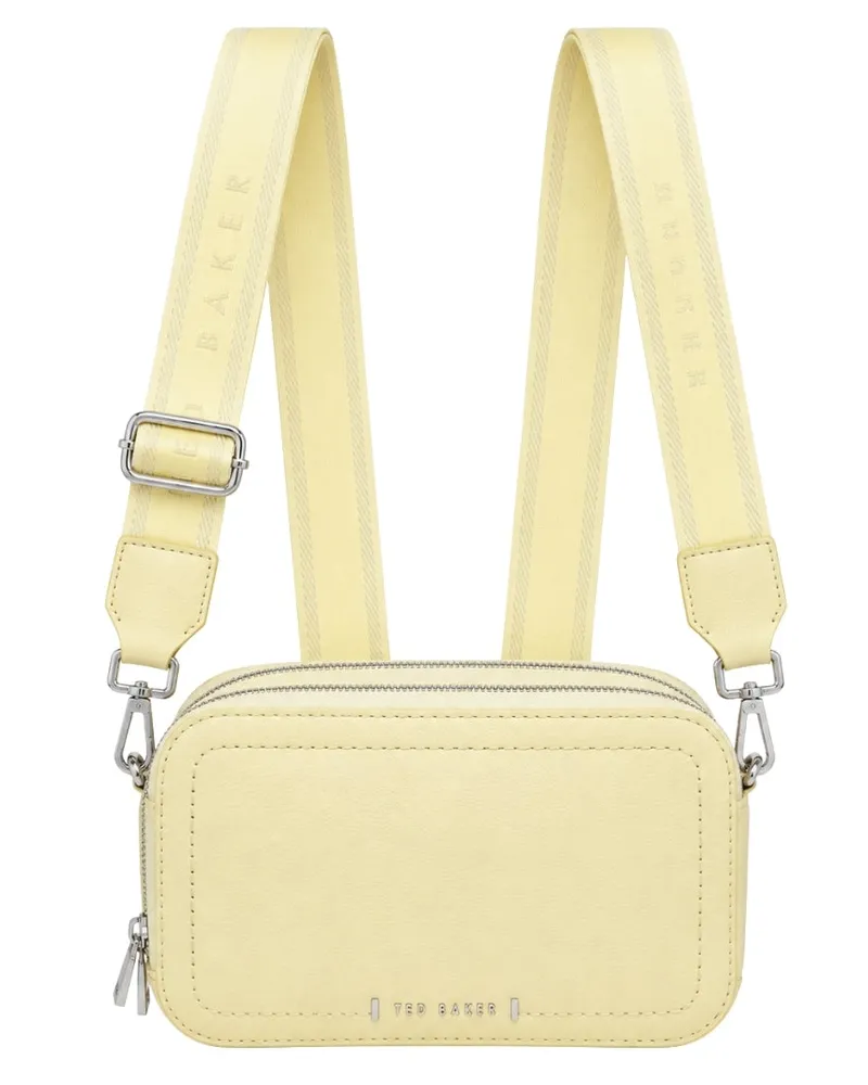 Ted Baker Linzie Webbing Leder Kleine Umhängetasche Hellgelbe Kameratasche Creme