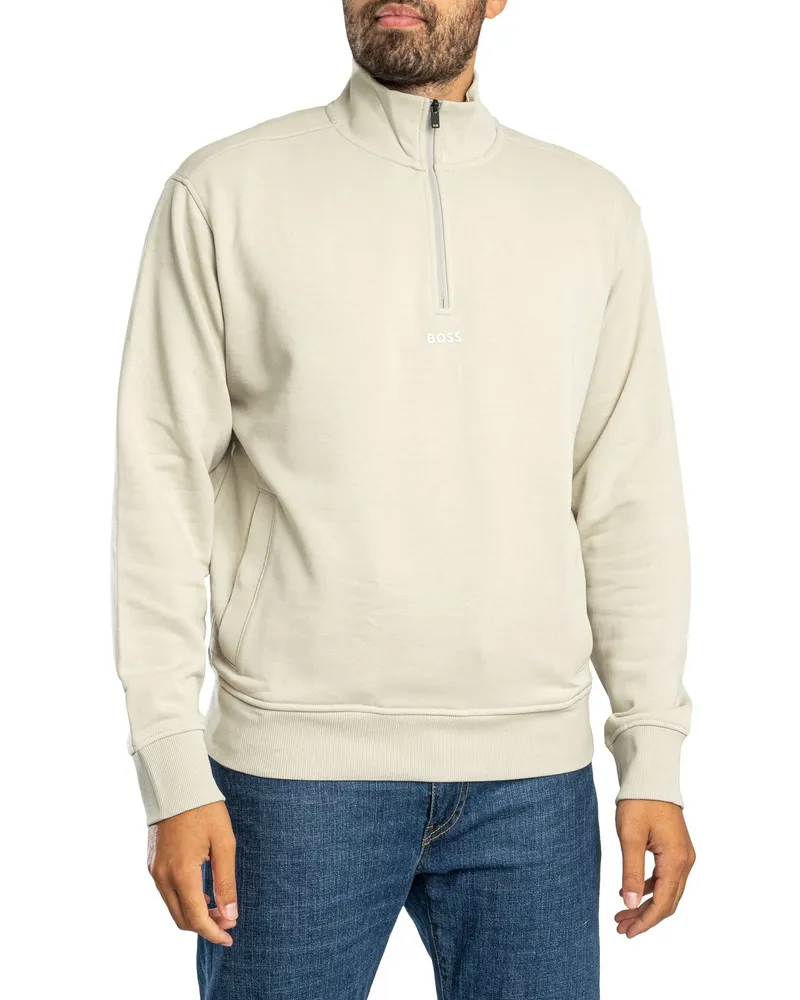 HUGO BOSS Sweatshirt Mit Kleinem Reißverschluss, Beige Beige