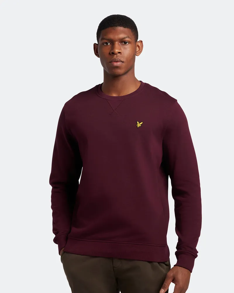 Lyle & Scott Sweatshirt mit Rundhalsausschnitt in Burgunderrot Bordeaux