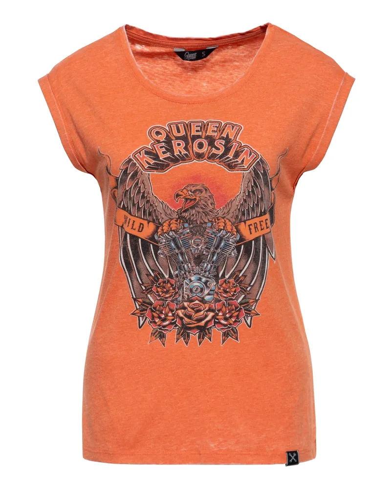 Queen Kerosin Damen T-Shirt Wild & Free Orange
