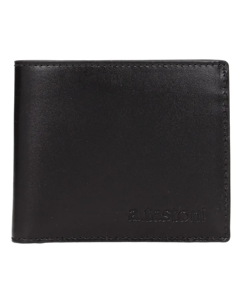 A.Testoni Testoni schwarze Lederbörse Schwarz