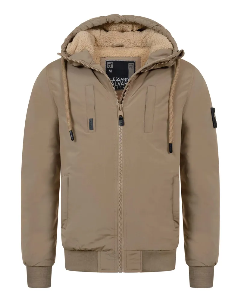 Alessandro Salvarini Herren Winterjacke AS-431 – Warm, Mit Teddyfellfutter & Kapuze Grau