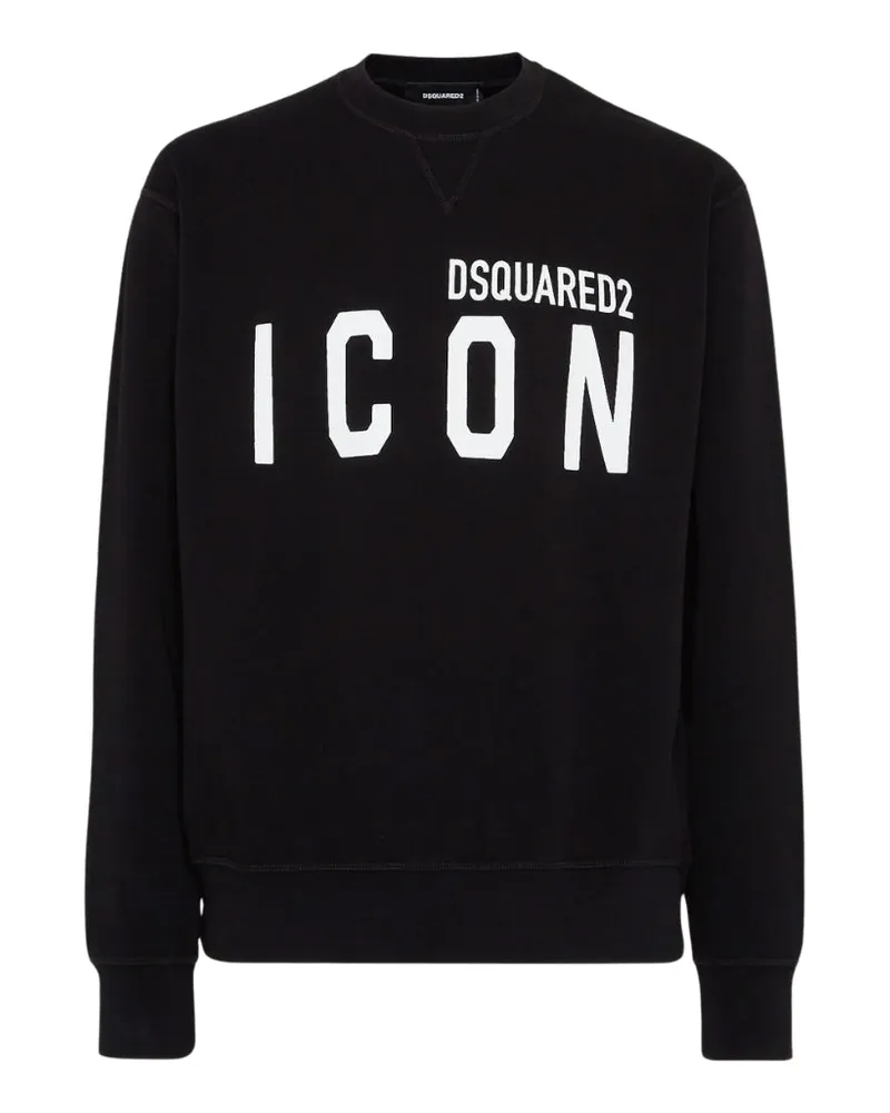 Dsquared2 Schwarzes Sweatshirt Mit Rundhalsausschnitt, Großes Weißes Logo Schwarz