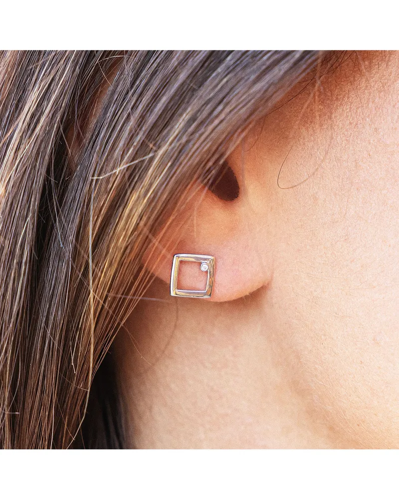 cai Ohrstecker 925er Sterling rhodiniert mit Zirkonia - Silber Silber