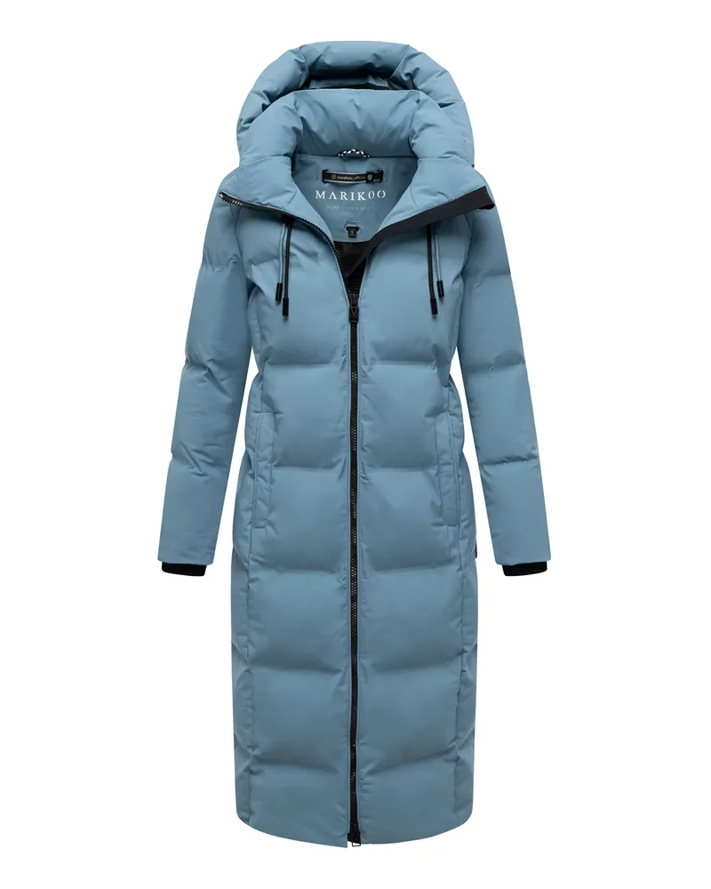 Marikoo Damen Winter Steppmantel Tikoraa mit abnehmbarer Kapuze Blau