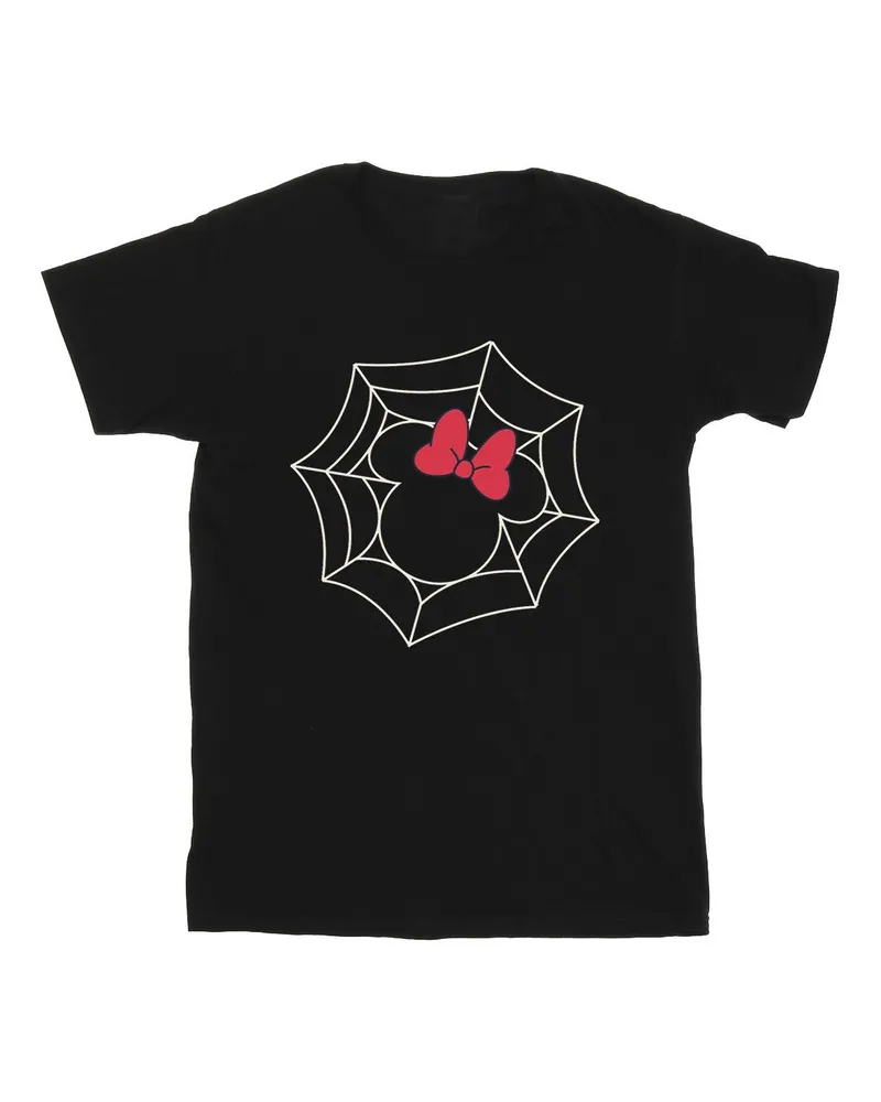 Disney Minnie Mouse Spider Web" T-Shirt für Mädchen (Schwarz Schwarz