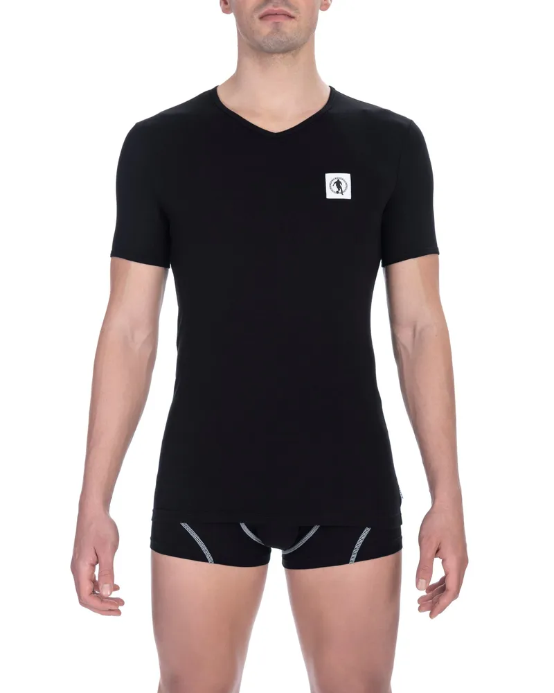 Bikkembergs Schwarzes Baumwoll-T-Shirt Schwarz