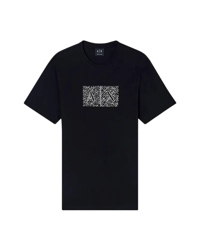 Armani Exchange Slim-Fit-T‑Shirt mit Outline-Grafik - Schwarz Schwarz