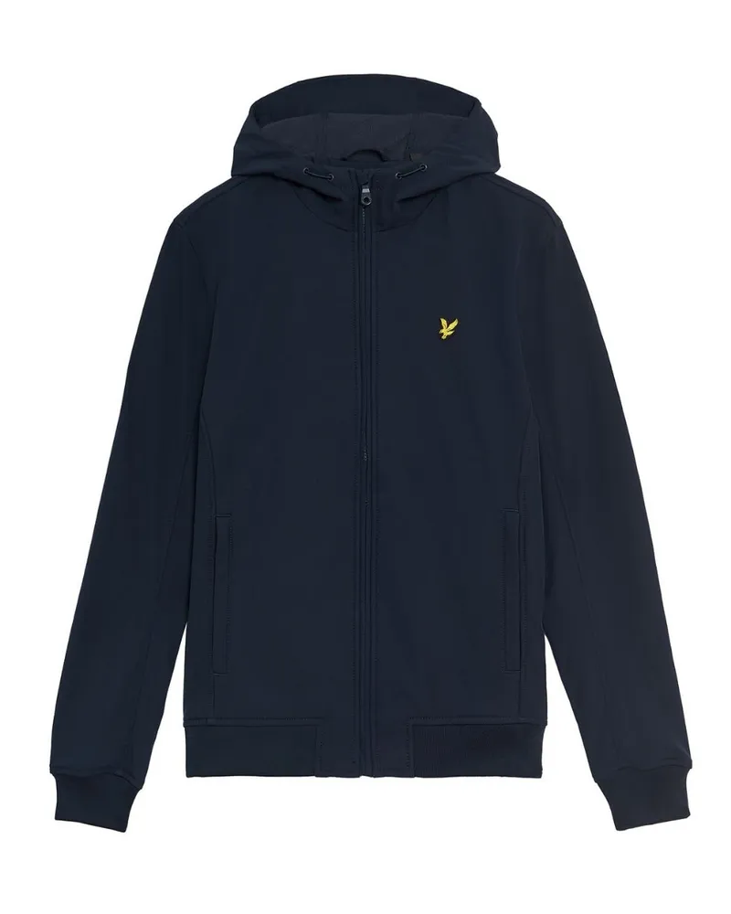 Lyle & Scott Dunkelblaue Fleece-Rucken-Softshelljacke mit -Logo Blau