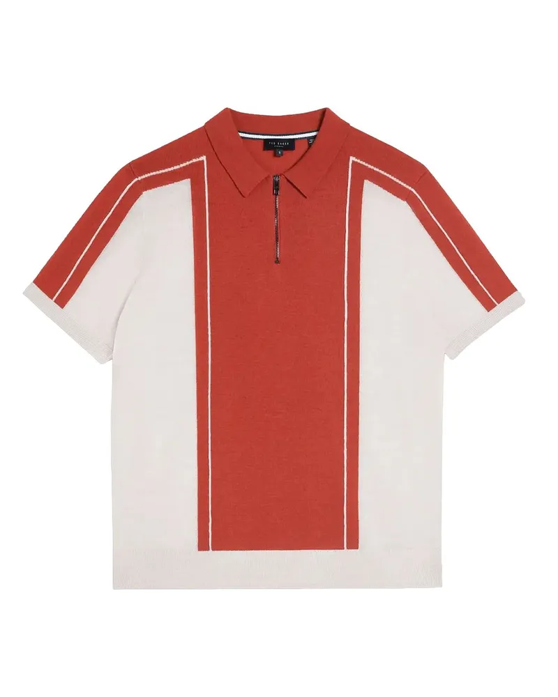 Ted Baker Jesty Mens Dark Red Wool Polo -Hemd Dunkelrot