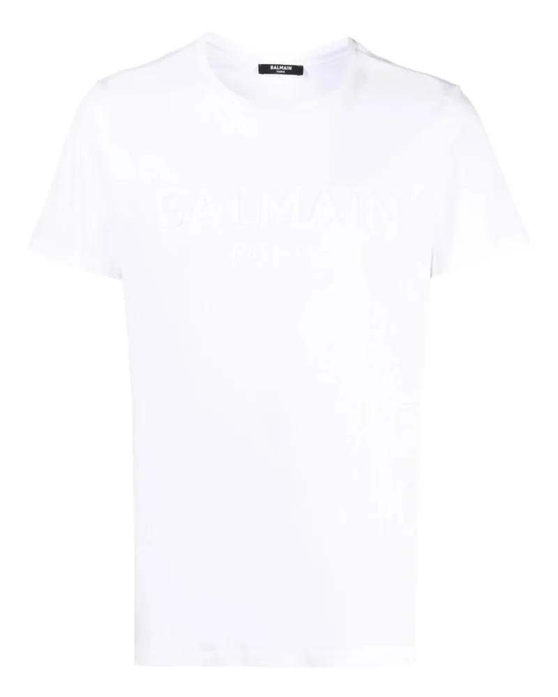 Balmain Weißes T-shirt Mit  Paris-logoprägung Weiß