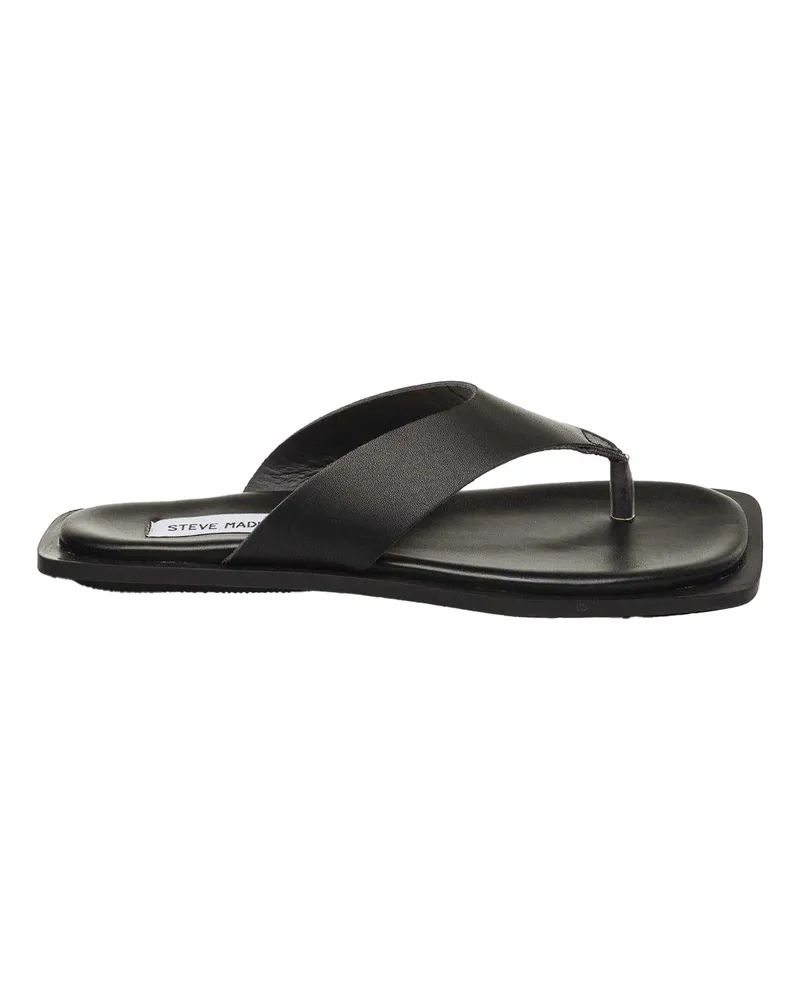 Steve Madden Flipflops für Damen, Leder, Quadratischer Zeh (Schwarz Schwarz