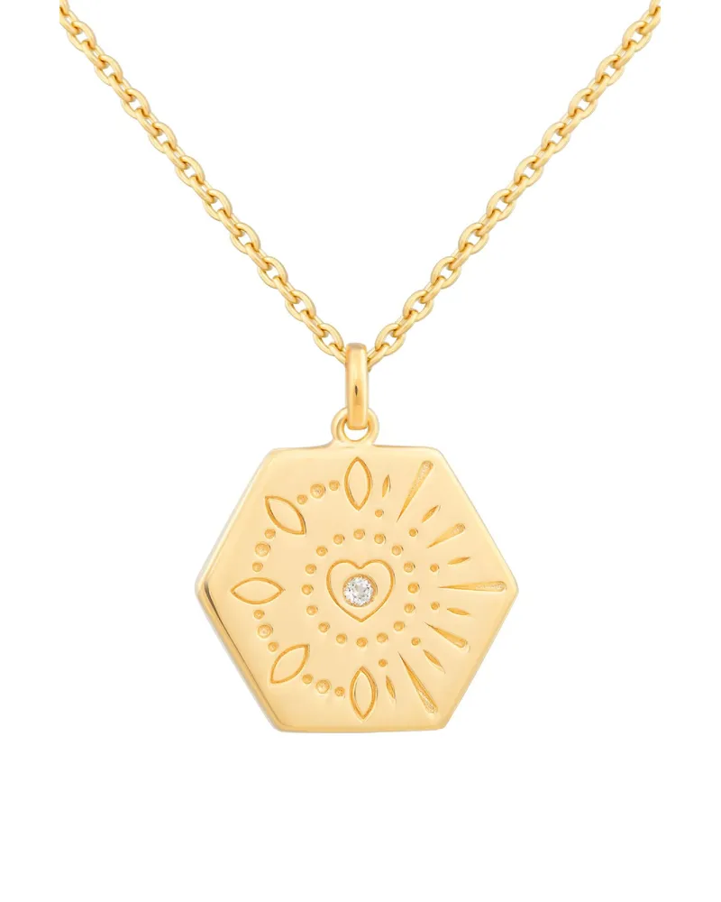 cai Halskette 925 Sterling Silber Topas Tattoo Motiv Hexagon Gold