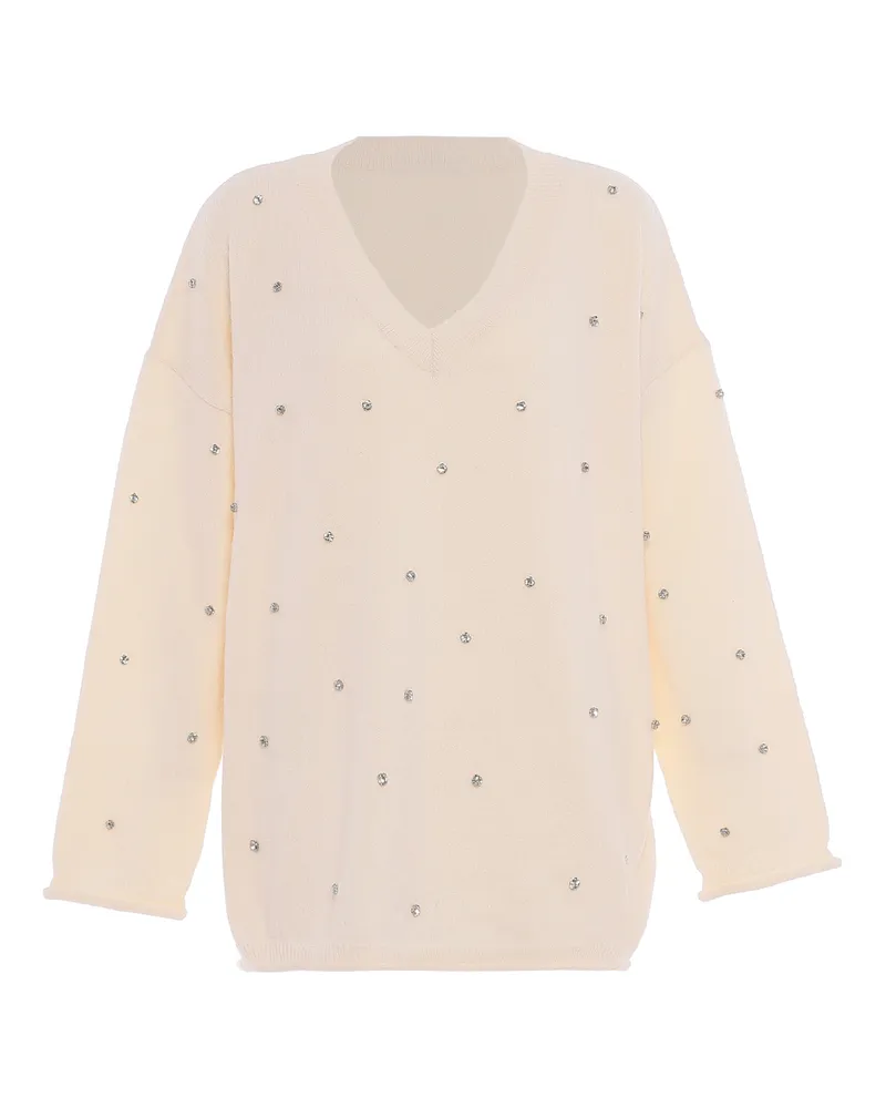 FAINA Pullover Damen Wollweiß Wollweiß