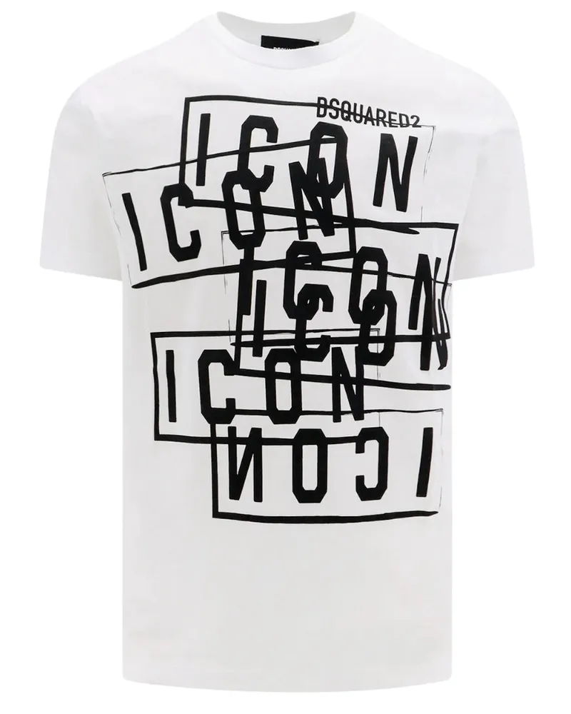Dsquared2 Icon Stamps Logo Weißes T-Shirt Weiß