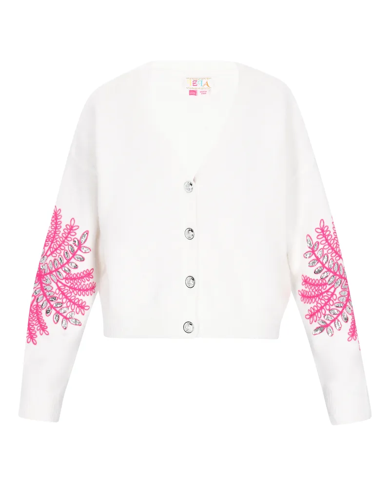 IZIA Strickjacke Frauen cremeweiß rosa Wollweiß