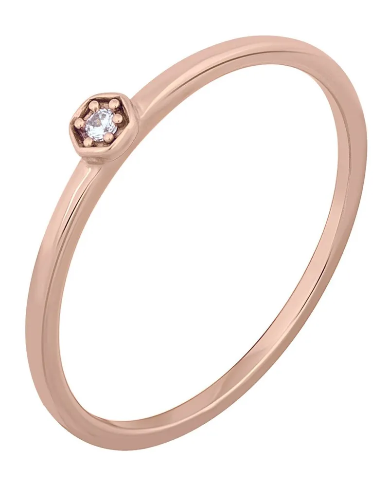 cai Ring aus 925er Sterlingsilber, vergoldet, Hexagon mit Zirkonia - Roségold Roségold