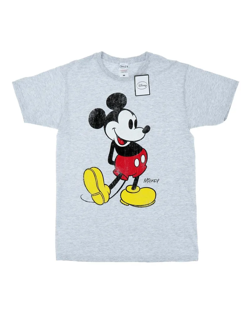 Disney Herren Mickey Mouse Classic Kick T-Shirt (Heather Grey Grau